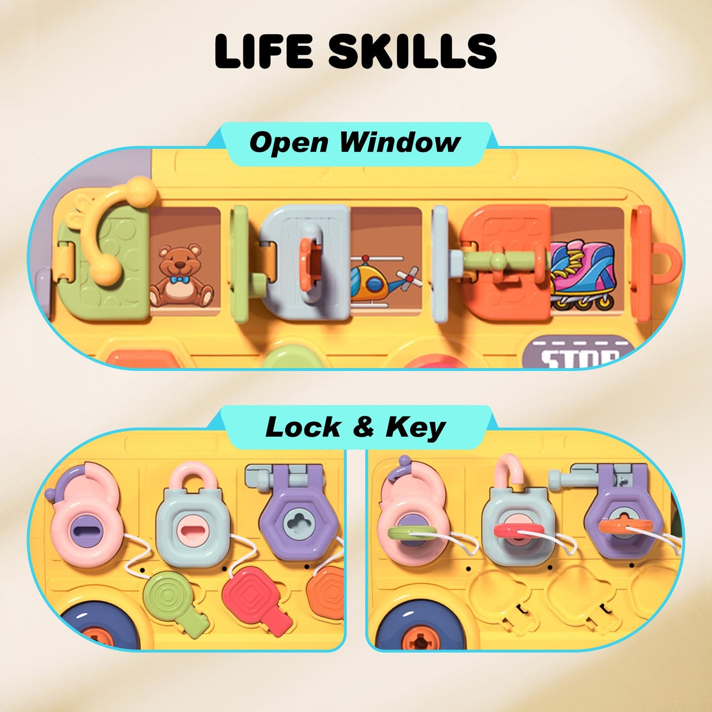 iPlay, iLearn Toddler Busy Bus Toy, Kids Take Apart School Bus W/Tools, Steering Wheel & Gears, Push Go Assemble Truck, STEM Learning Fine Motor