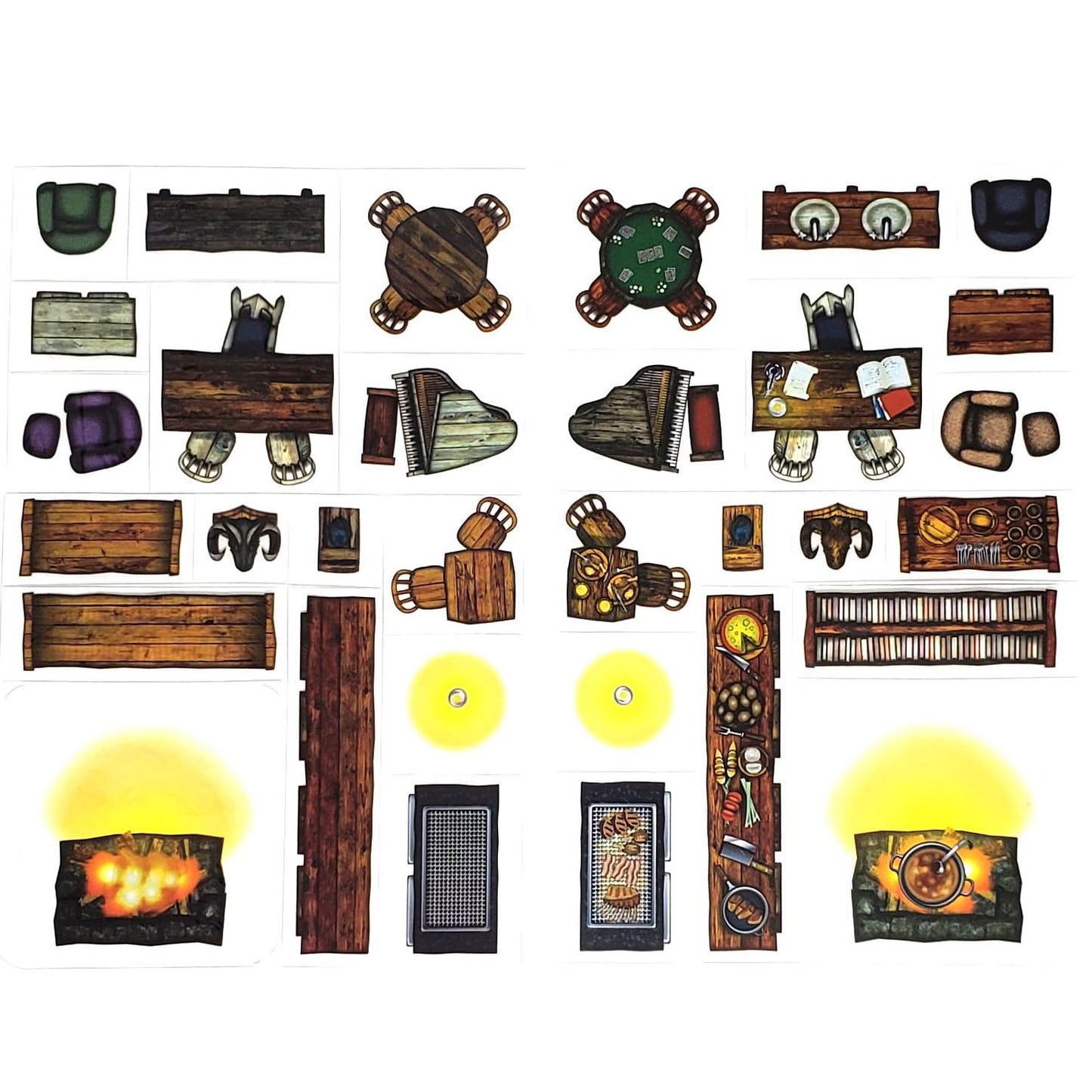 Home Decor - 66pc Double-Sided Furniture & Prop Pieces for Starters & Masters Alike - Roleplaying Objects for Dungeons & Dragons - Immersive Map