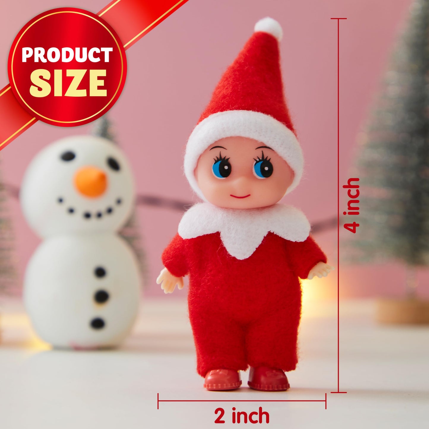 JOYIN 3PCS Christmas Red Tiny Elf Doll Soft Plush Toy for Xmas Decor Gift Accessories and Props, Christmas Party Decoration and Stocking Stuffers