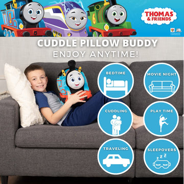 Thomas & Friends Engine Train Kids Bedding Super Soft Plush Cuddle Pillow Buddy, (Officially Licensed Product) By Franco