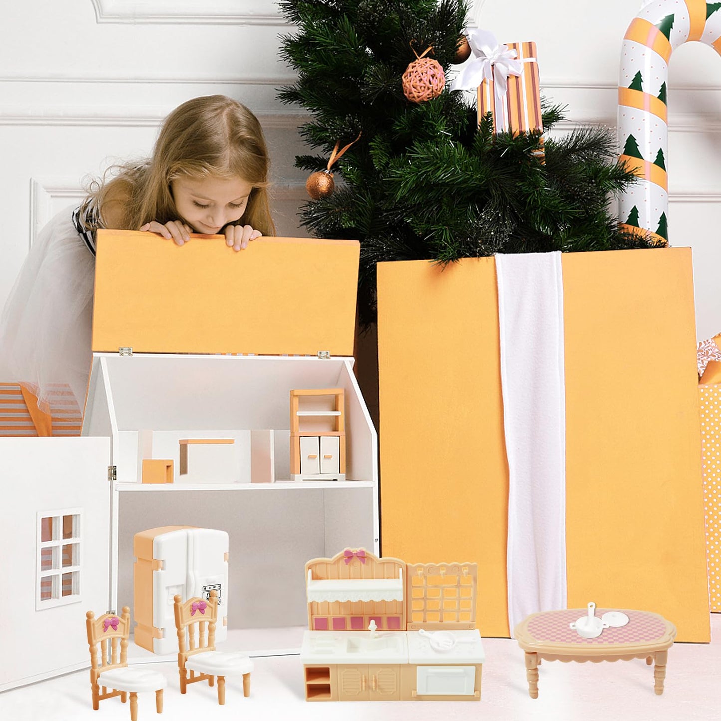 10 Pieces Mini Kitchen Set Dollhouse Kitchen Miniature Kitchen Set Doll Mini Kitchen for Kids Doll House Furniture and Accessories Set Mini Dollhouse