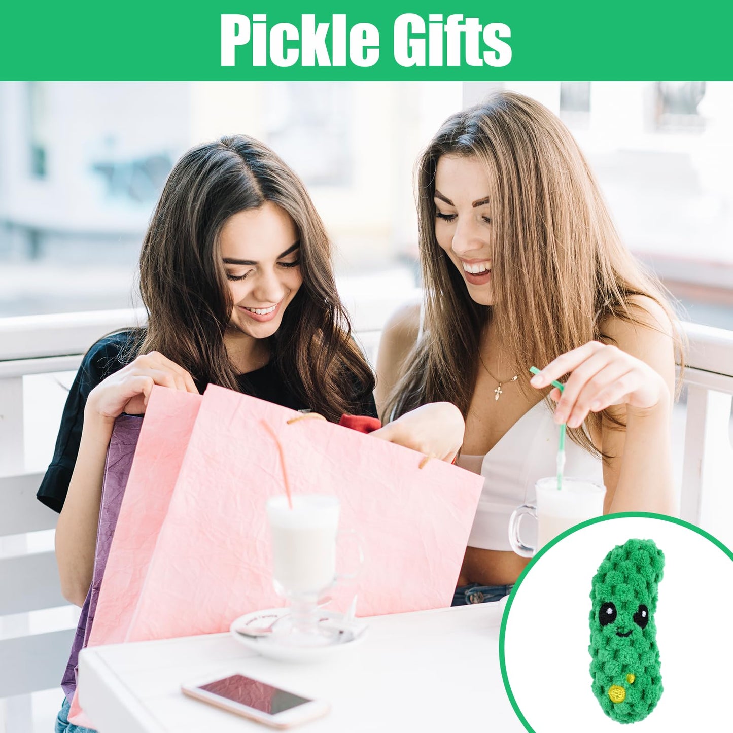 Yuunheg 12 Pcs Pickle Gifts Pickle Crochet Doll, Crochet Cucumber with Encouragement Support Cards & Organza Bags, Positive Gifts for Employee