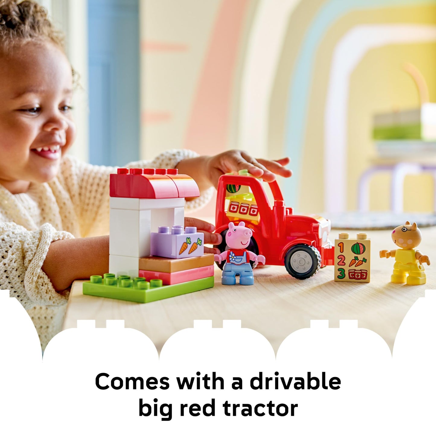 LEGO DUPLO Peppa Pig Tractor and Market - Building Toy for Toddlers, Ages 2+ - Sensory Toy for Girls & Boys - Includes 2 Figures - Birthday Gifts for
