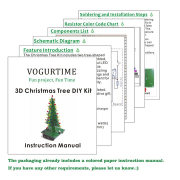 VOGURTIME Christmas Tree Soldering Project DIY 3D Xmas Tree Soldering Kit with LED Flashing Lights 3 Colors
