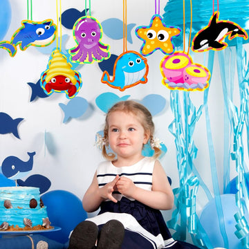 Sea Animals Lacing Cards Sewing Cards For Kids 12 Pack Shark Whale Ocean Theme Party Decor Double Sided Cardboard Lacing Playing Games for Preschool