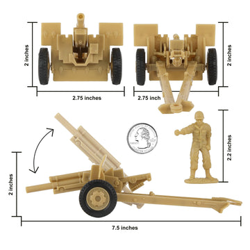 BMC CTS WW2 US Howitzer Artillery & Crew 12pc Tan Plastic Army Men Playset