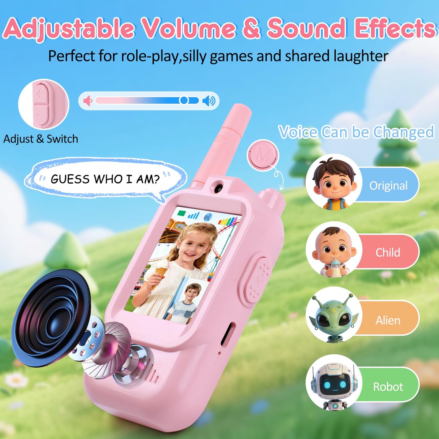 Video Walkie Talkies for Kids with Camera, Long Range Rechargeable Walkie Talkies 2-Pack,Two Way Radios Fun Indoor Outdoor Toys for Camping, Hiking