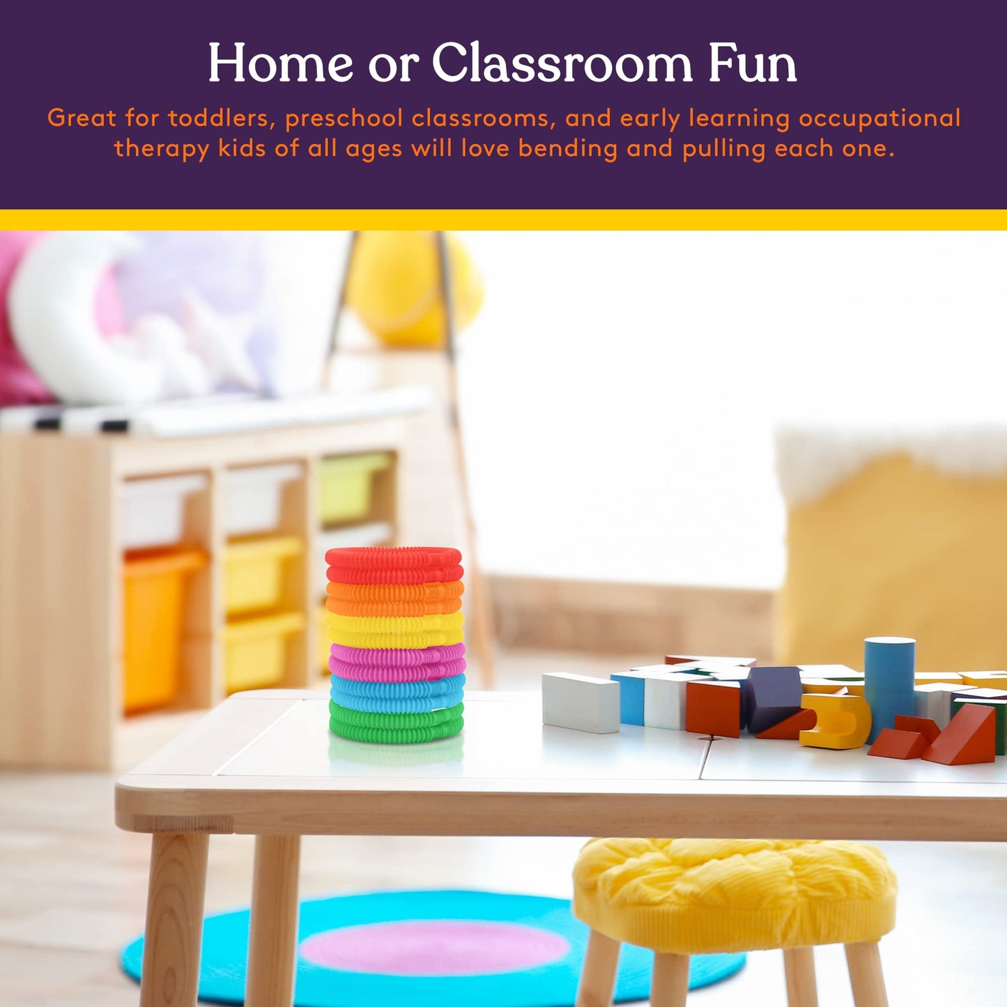 Special Supplies 30-Pack MINI Fun Pull and Pop Fun Tubes Mini for Kids Stretch, Bend, Build, and Connect Toy, Provide Tactile and Auditory Sensory