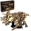 Myth Qholve Triceratops Fossil Skeleton Building Block Set Movable Dinosaur Model with Articulated Joints Educational STEM Construction Toy for Kids