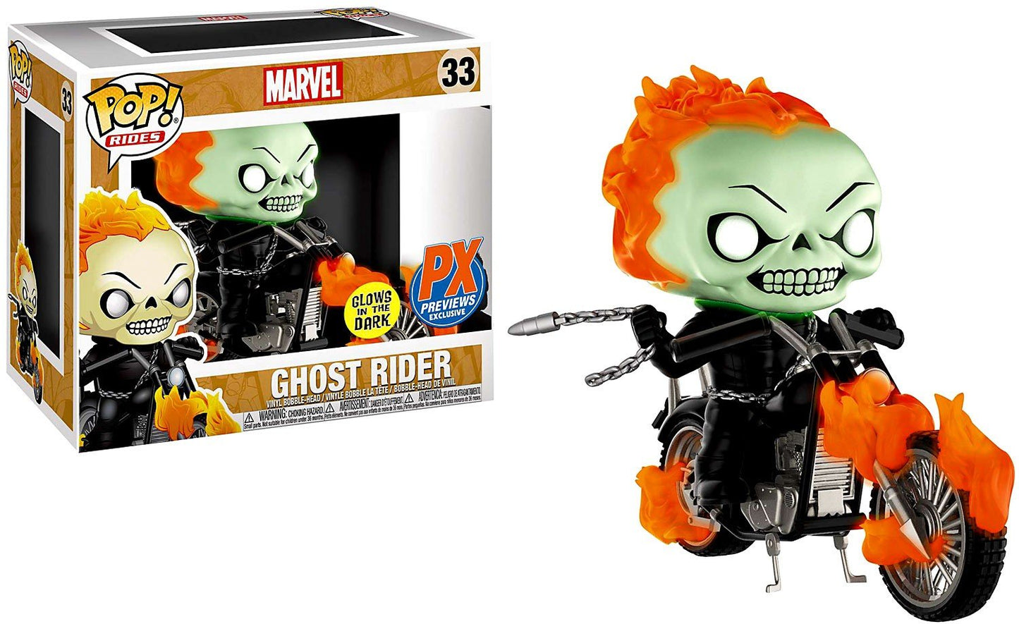 Funko Pop! Rides: Marvel Classic Ghost Rider with Bike (Glow in The Dark Version) Vinyl Figure