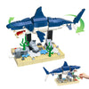 Shark Building Block Set with Rotating Display Stand, Swimming Ocean Animal Model, Compatible with Lego 630 Accessory, Creative Home Decor, Easter