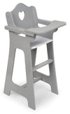 Badger Basket Executive Doll High Chair - Wooden Toy Chair with Liftable Tray, Fabric Seat Trim, and Realistic Design - Fits 18 Inch Dolls and More