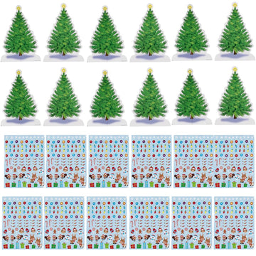 Fun Express 3D Christmas Tree and Stickers Kit - Set of 12 - Holiday Activities and Decor for Kids
