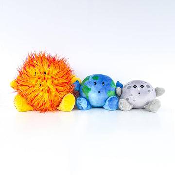 Celestial Buddies Earth Moon Sun Plush Bundle - Soft Educational Solar System Toys for Toddlers Preschool Kids - Space Science STEM Learning
