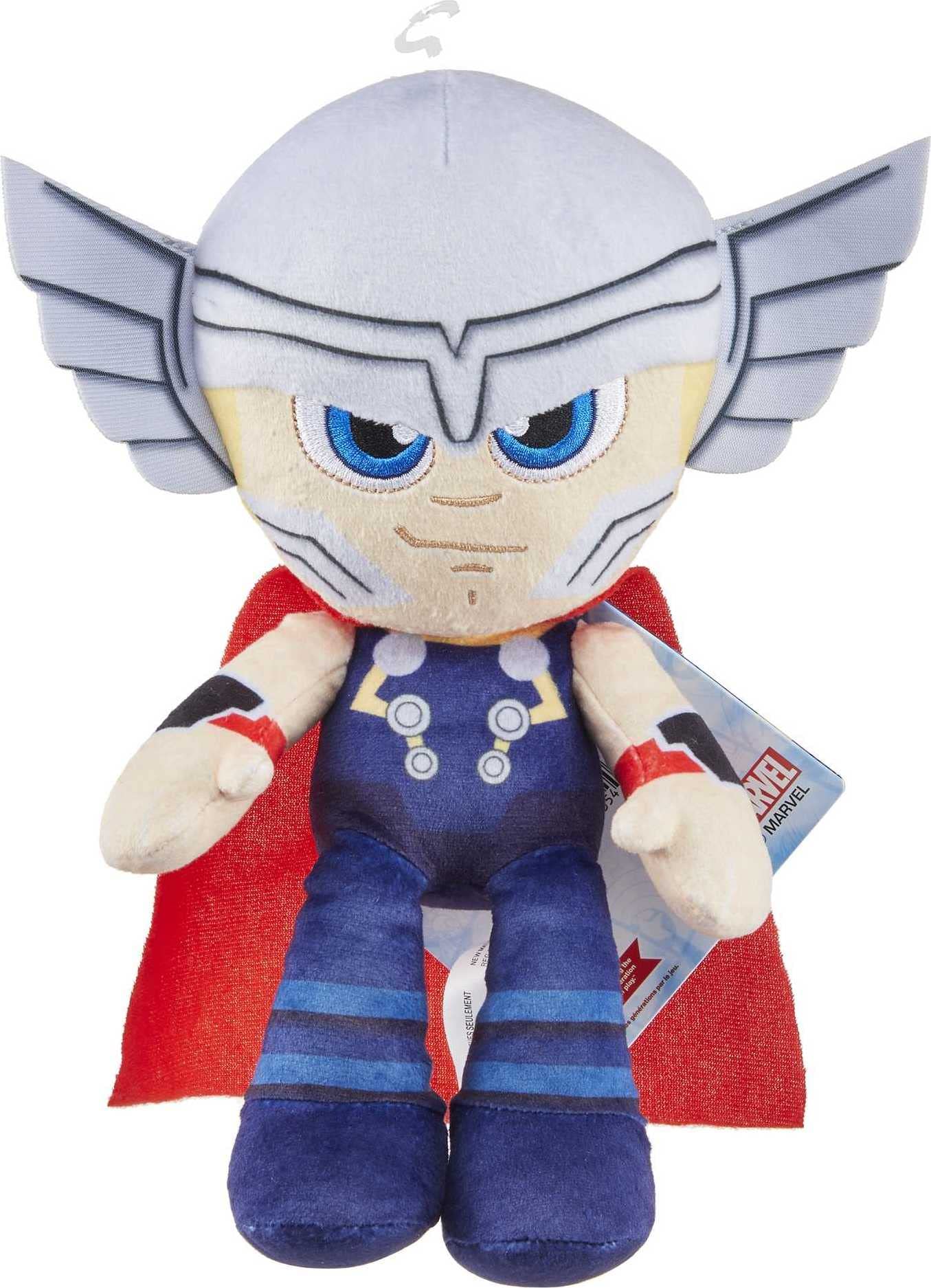Marvel Plush Character Figure, 8-inch Thor Super Hero Soft Doll, Collectible Toy Gift for Kids & Fans Ages 3 Years Old & Up