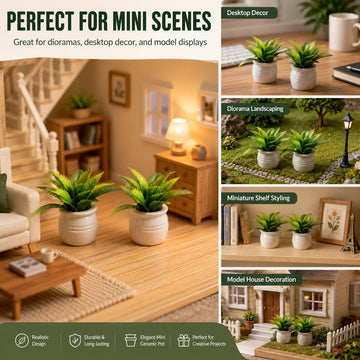 Miniature Dollhouse Tiny Fake Greenery Bonsai Ornament Crafts, Green Potted Flower Model, 1:12 Scale Doll House Miniature Plant Model,DIY Accessories