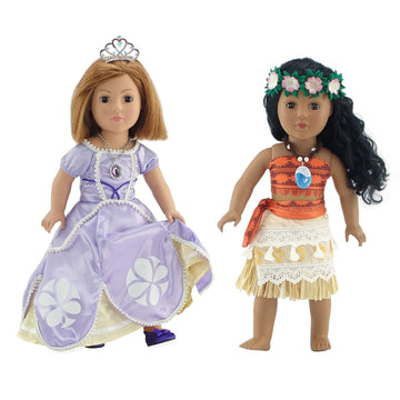 Emily Rose 18" Doll Princess Value Bundle - 10-Piece Island Princess & Royal Ball Gown Gift Set with Crown, Necklace & Shoes - Holiday Dress Up