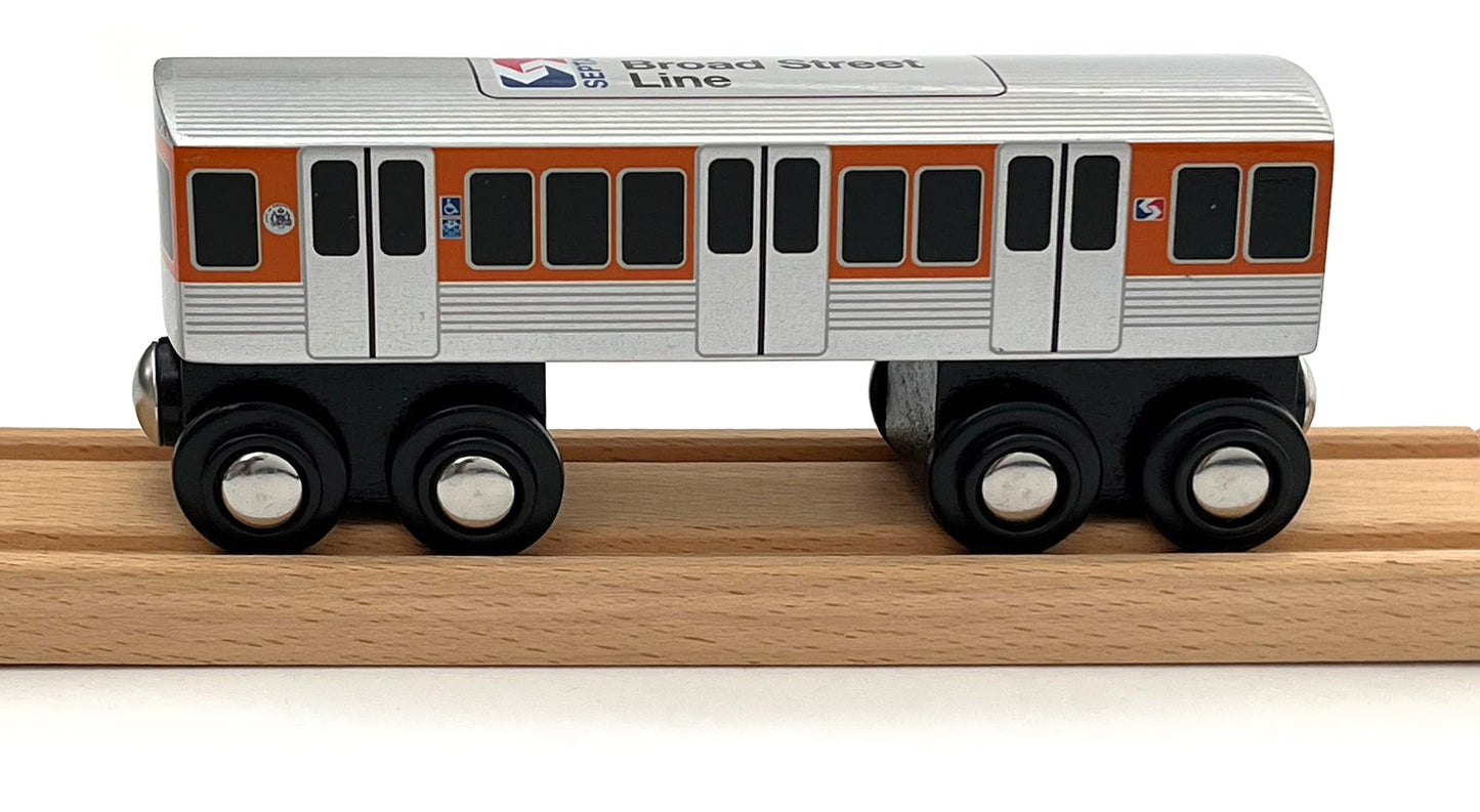 MUNI PALS MP05-1104 Wooden Subway Train Car Septa BSL Broad Street Orange Line Child Safe and Tested Wood Broad Street