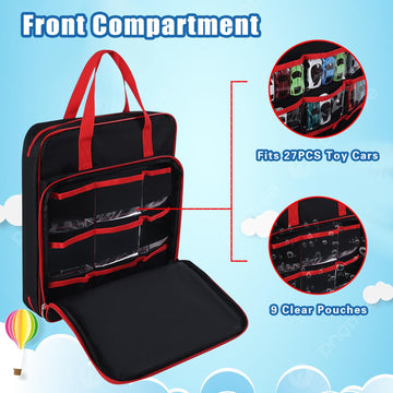 99-Capacity Toy Car Carrying Case, Portable Storage Organizer Bag Compatible with Hot Wheels/Matchbox 1:64 Scale Diecast Cars, Large Travel Tote for