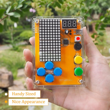 DIY Solder Project Game Kit with 5 Retro Classic Games for Electronic Soldering Practice and Learning, Comfortable Acrylic Case and Handheld Size