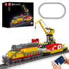 Mould King 12027 Diesel Locomotive Train Building Sets with a Semi-Trailers, Cranes, Remote/App Control Engineering Toy Kit, Scale Model with Trains