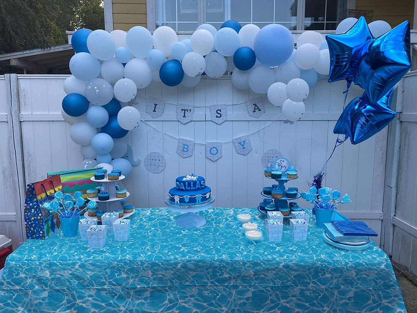 Winter Ocean Waves Plastic Tablecloth 86x52in Party Table Cover Blue for Beach Pool Birthday Party Decoration Shower Supplies (2)