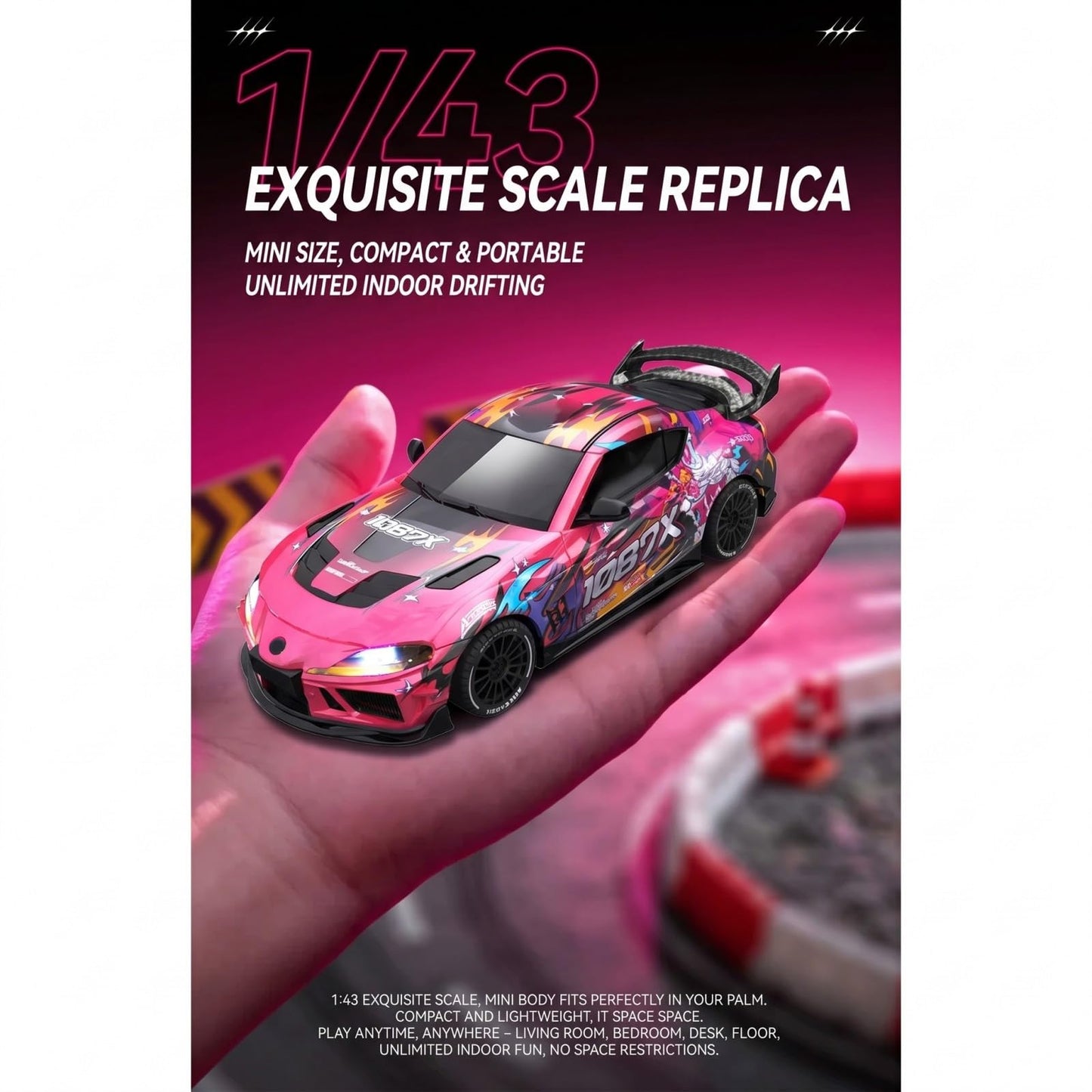 HomelivantaCo SP4301 Waking Lion 1:43 RC Drift Car 2.4 Full Proportional Remote Control Racing Car with Gyroscope LED Light System High Speed Drift