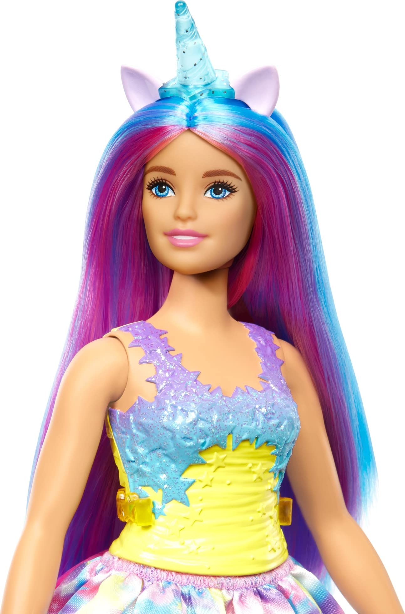 Barbie Dreamtopia Unicorn Fashion Doll with Blue & Purple Hair Wearing Removable Skirt & Accessories Including Themed Headband & Tail