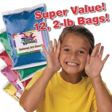 S&S Worldwide Color Splash! Colored Art Sand Assortment - 12 Vibrant Colors, 24 Pounds Total in 12 2-Pound Bags, Non-Toxic Craft Sand for Sand Art