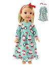 Santa and Penguin Christmas Nightgown for 14-Inch Dolls | Premium Quality & Trendy Design | Dolls Clothes
