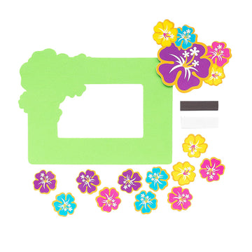 Fun Express Luau Hibiscus Picture Frame Magnet Craft Kit - VBS 2026 Vacation Bible School Supplies/Decor - Makes 12