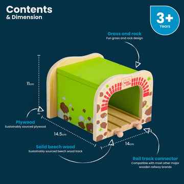 Bigjigs Rail Double Tunnel - Other Major Wooden Rail Brands are Compatible