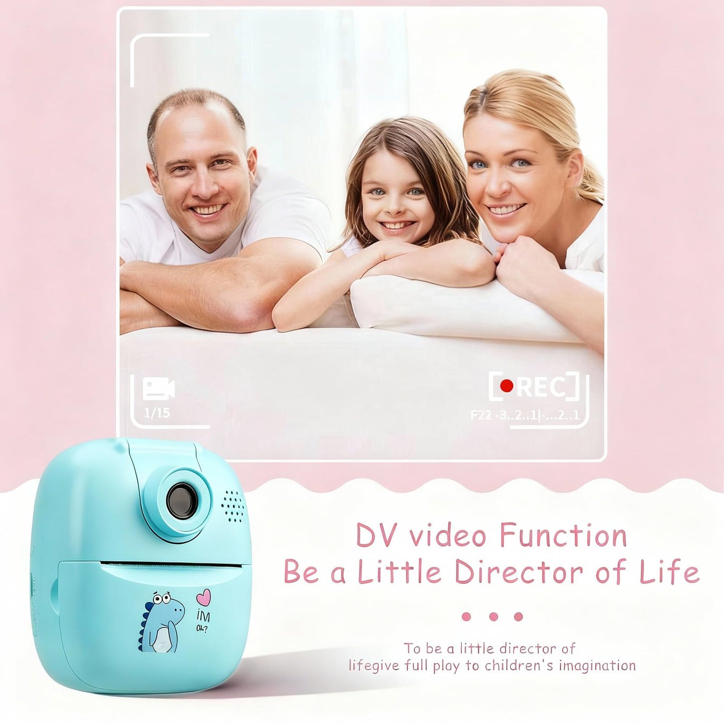A19 Cute Instant Print Camera for Kids Perfect Birthday or for Girls and Boys Age 3-12, Fun HD Digital Video Camera Toy with 32GB SD Card, Blue