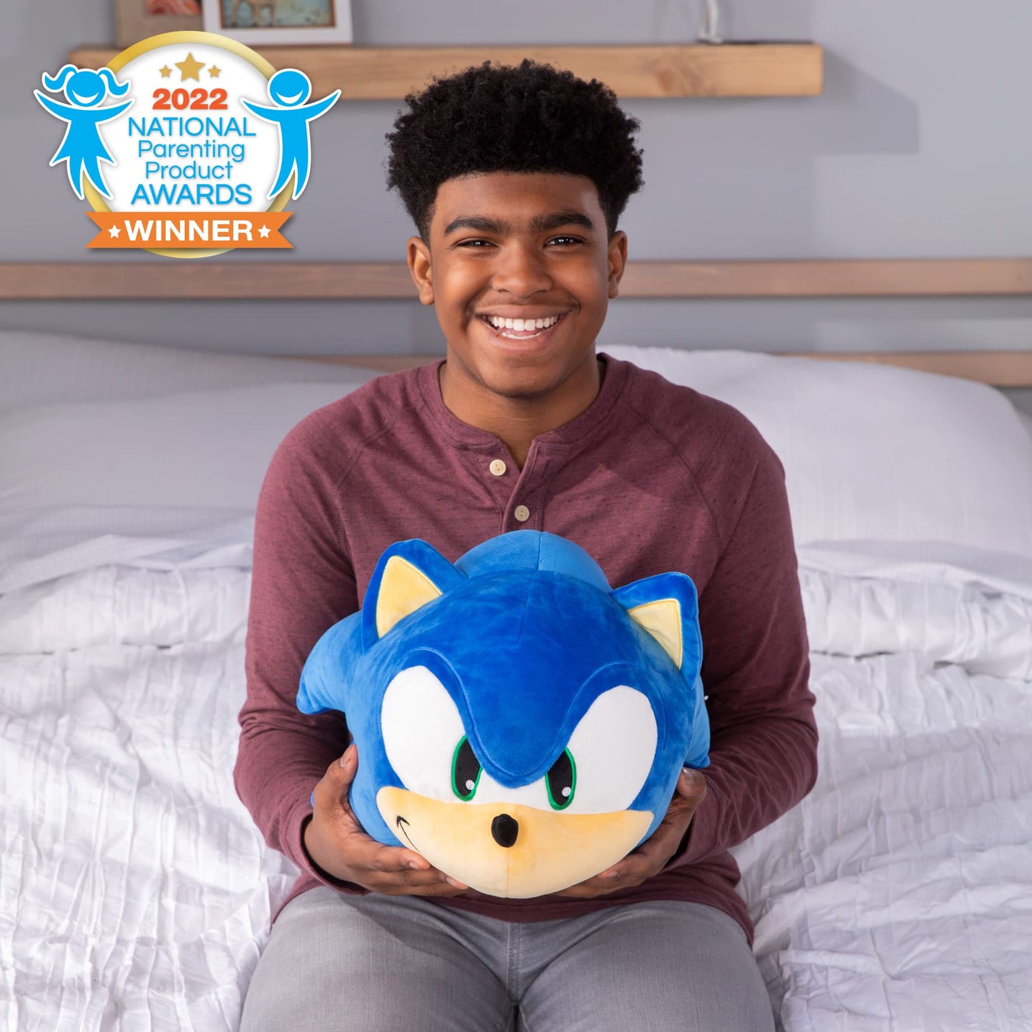 Club Mocchi-Mocchi- Sonic the Hedgehog Plush - 15 Inch Squishy Collectible Toy - Stuffed Animal Gift - Cute Plushie and Room Decor, Blue
