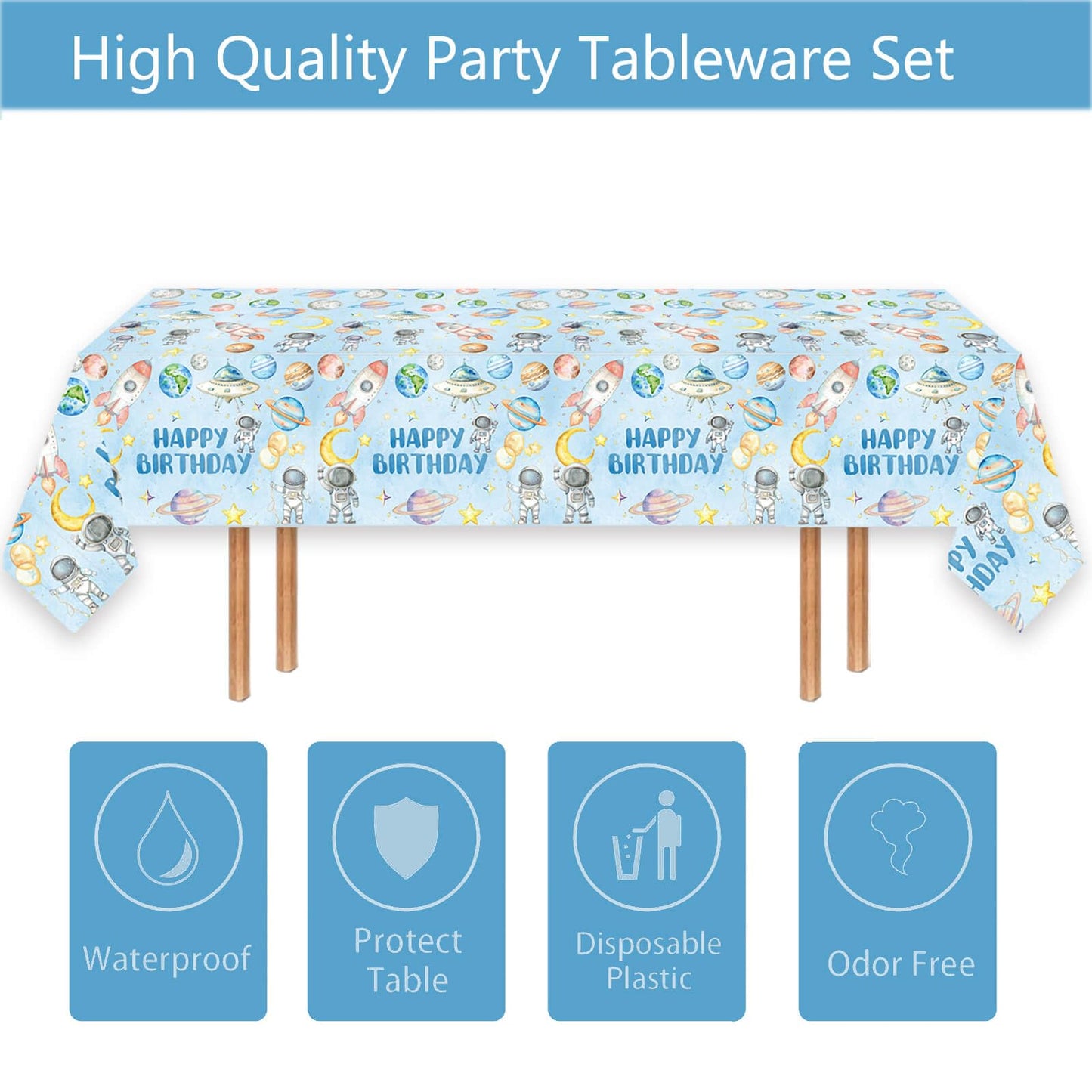 Space Birthday Party Tablecloths 1pc First Trip Around The Sun Table Cover Two The Moon Table Cloths for Ourter Space Theme Boys Baby Shower 1st 2nd