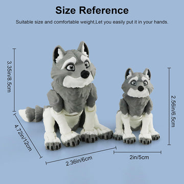 LehuoMaker 3D Printed Animals Wolf, Flexible Articulated Poseable 3D Printed Animals - Fidget Desk Pets Gift Classroom Rewards Toys