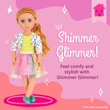 Glitter Girls - 14-Inch Doll Clothes - Shimmer Glimmer Floral Fashion Doll Clothes & Accessories - Urban Top, Flower Jacket & Tutu Skirt Outfit -