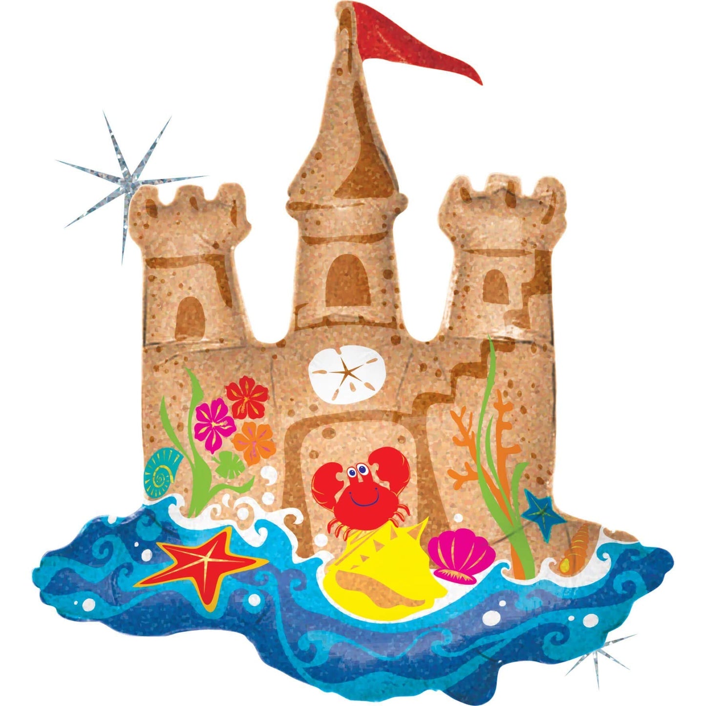 Sand Castle Summer Beach Shells 35" Balloon Mylar