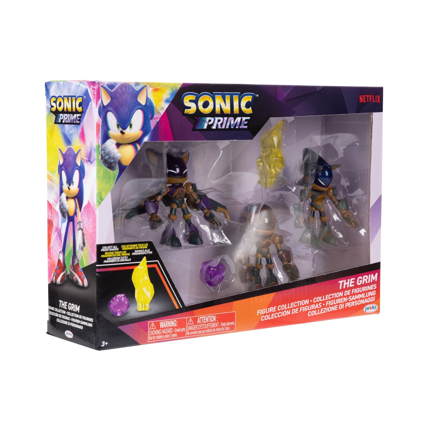 Sonic Prime 2.5-inch Action Figures The Grim Themed 5 Pieces: Sonic Trooper, Knuckles Trooper, Rouge Trooper, Yellow Shard and Purple Shard. Ages 3+