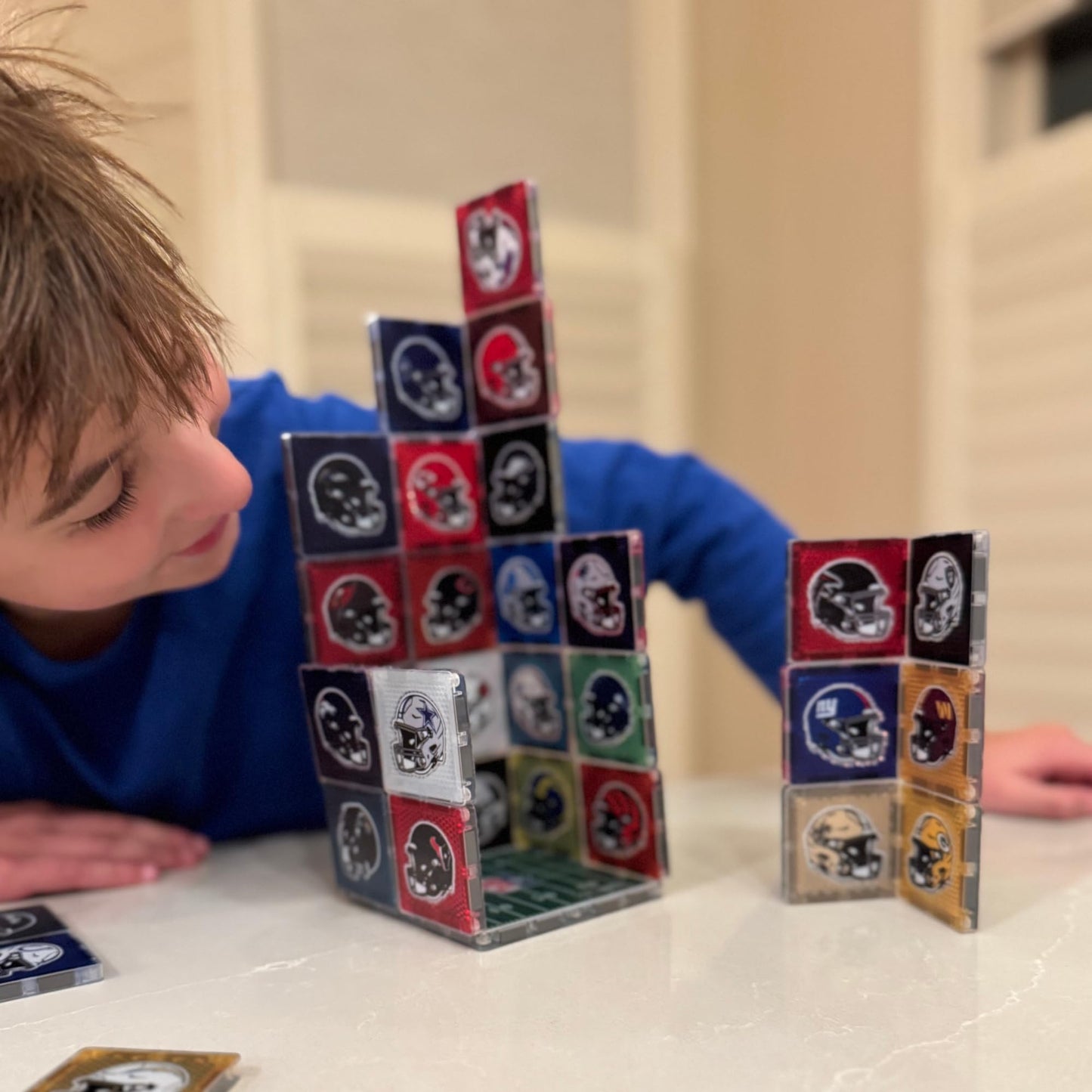 CreateOn NFL Fan-Tiles Magnetic Match-Up Set - All 32 Teams, 32-Piece Building Tiles for Kids & Adults, Officially Licensed NFL Collectible - Build