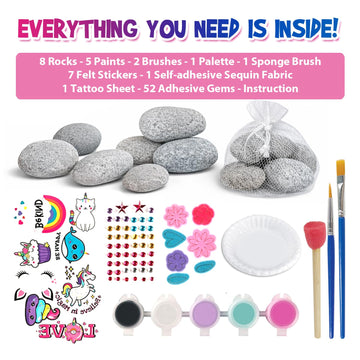 Sii Pikki Unicorn Rock Painting Kit for Kids - Arts and Crafts DIY Set, Paint & Decorate Stones, Kids Craft Kit, Fun Family Activity,Creative Gift