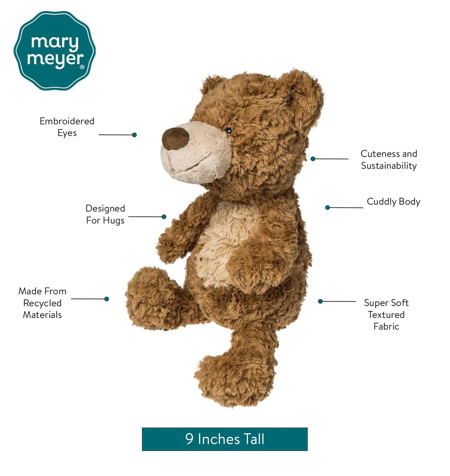Mary Meyer Stuffed Animal Again Friends Soft Toy Made from Recycled Materials, 12-Inches, Teddy Bear
