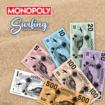 Monopoly: Surfing Waves of the World Board Game - Buy, Sell, Trade Iconic Surf Spots Like Pipeline & Superbank, 6 Custom Beach-Themed Tokens, Family
