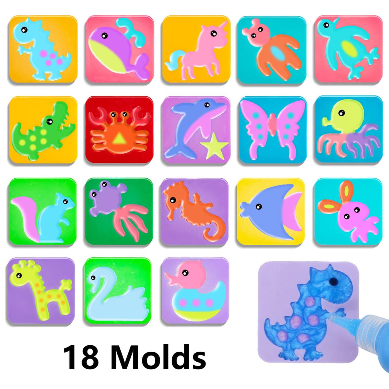 Golinkid Magic Water Elf Toy Kit,12 Bottles 18 Molds 70ML Aqua Fairy Water Gel Kit for Kids with Sparkling Magic Gel, Crate Your Own Magic Water Elf
