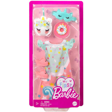 Barbie My First Barbie Clothes, Fashion Pack for 13.5-inch Preschool Dolls, Set with Pajamas,Slippers & Bedtime Accessories