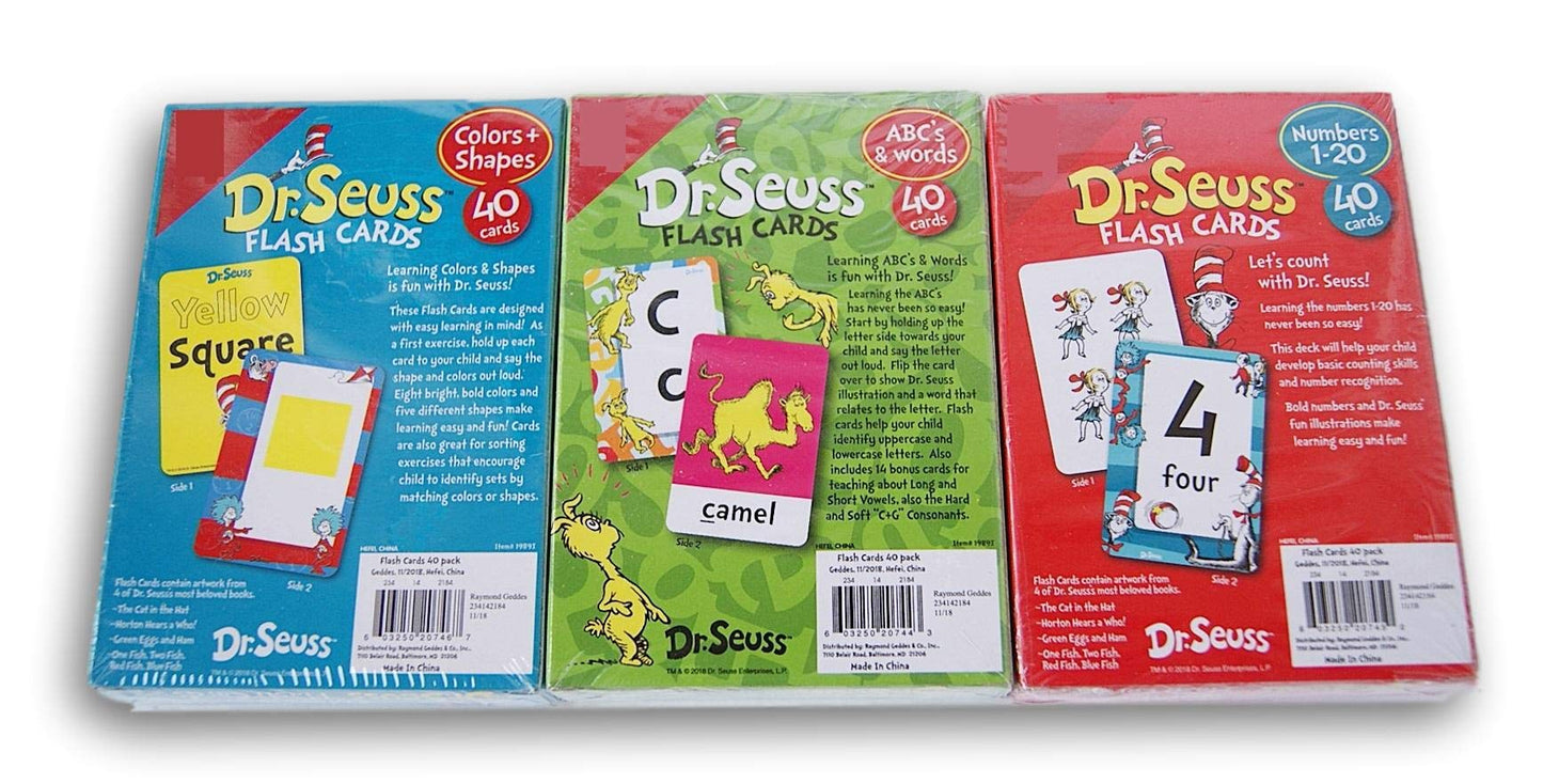 Dr. Seuss Learning Flash Card Set - ABCs & Words, Colors & Shapes, and Numbers