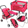 Deluxe Baby Doll Stroller with Crib Furniture Playset, Multi Baby Doll Accessories Set for 18" Dolls, Includes Doll Stroller Swing and Doll Bed