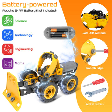 10 in 1 Kids STEM Building Toys, Electric Building Blocks Toys Set for 5 6 7 8+ Year Old Boy, Educational STEM Learning Construction Excavator Kit