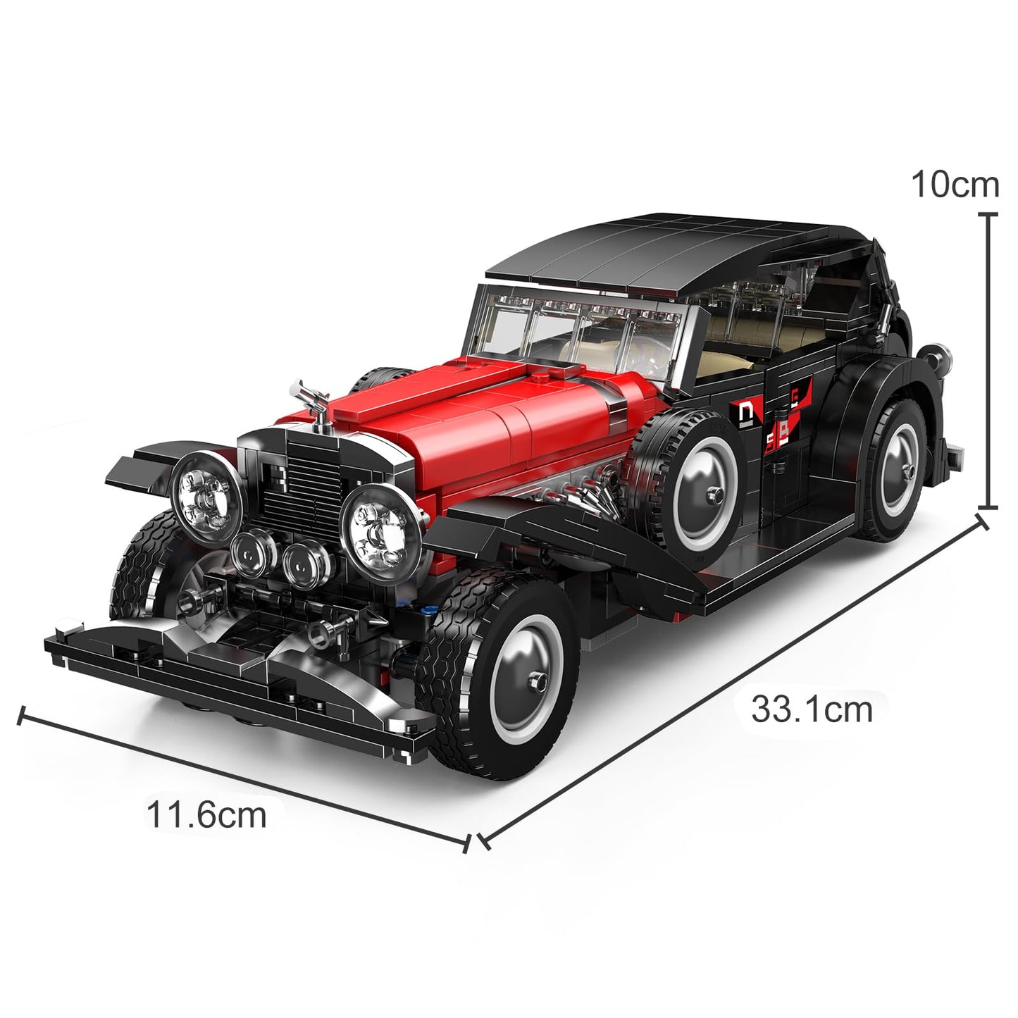 Mould King 10114 Convertible Sports Car Building Kit, 1308 PCS Creative Model Set for Teens & Adults, Collectible Display Car Toy for Home or Office
