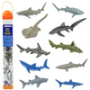 Safari Ltd. Sharks TOOB - 11 Hand-Painted Mini Figurines Including Great White, Whale Shark, Tiger Shark, Hammerhead, Mako, and More - Educational Toy